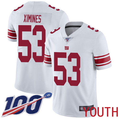 Youth New York Giants #53 Oshane Ximines White Vapor Untouchable Limited Player 100th Season Football NFL Jersey